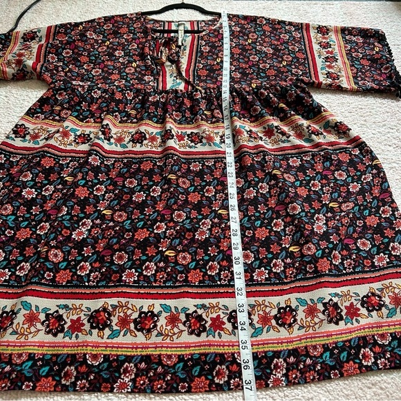 Uncle Frank Boho Floral Dress Size Large Bohemian Fall Autumn Dress Knee Length - Picture 8 of 11
